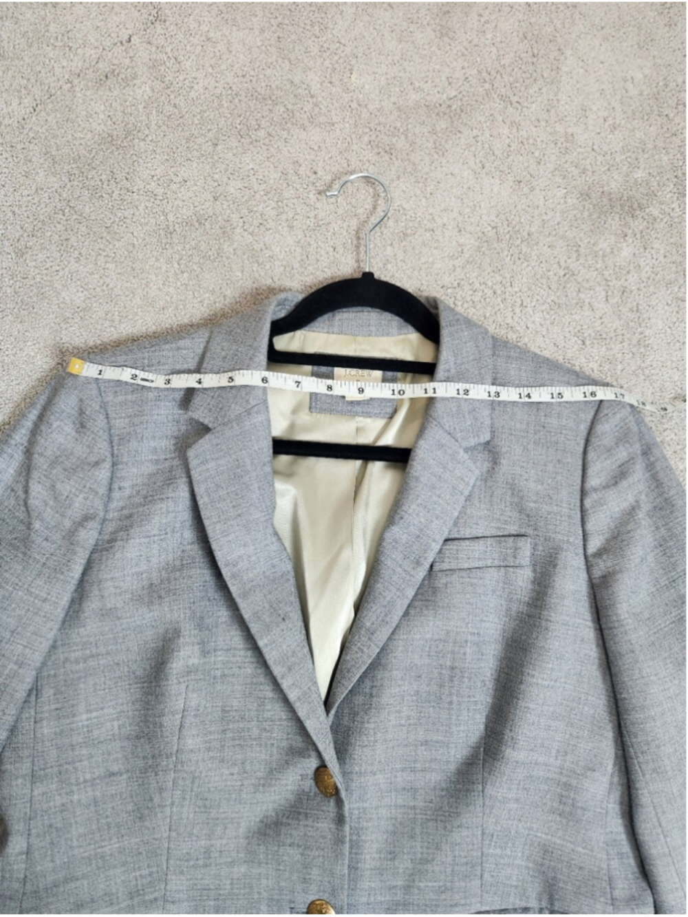 J Crew Lightweight Wool Blend Gray Two Button Blazer Size 12 Prep Preppy Office - Picture 13 of 16